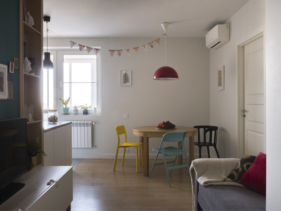 Фотография: Гостиная в стиле Современный, Скандинавский, Квартира, Проект недели, Раменское, Елена Ивашкина, Монолитный дом, 3 комнаты, 40-60 метров – фото на INMYROOM