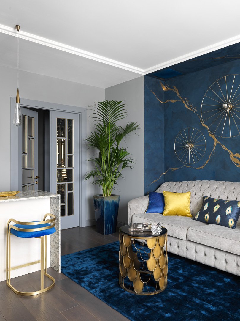 Фотография: Гостиная в стиле Эклектика, Классический, Современный, Квартира, Проект недели, Москва, Женя Жданова, Монолитный дом, 3 комнаты, Более 90 метров, ЖК «Мосфильмовский», #эксклюзивныепроекты – фото на INMYROOM