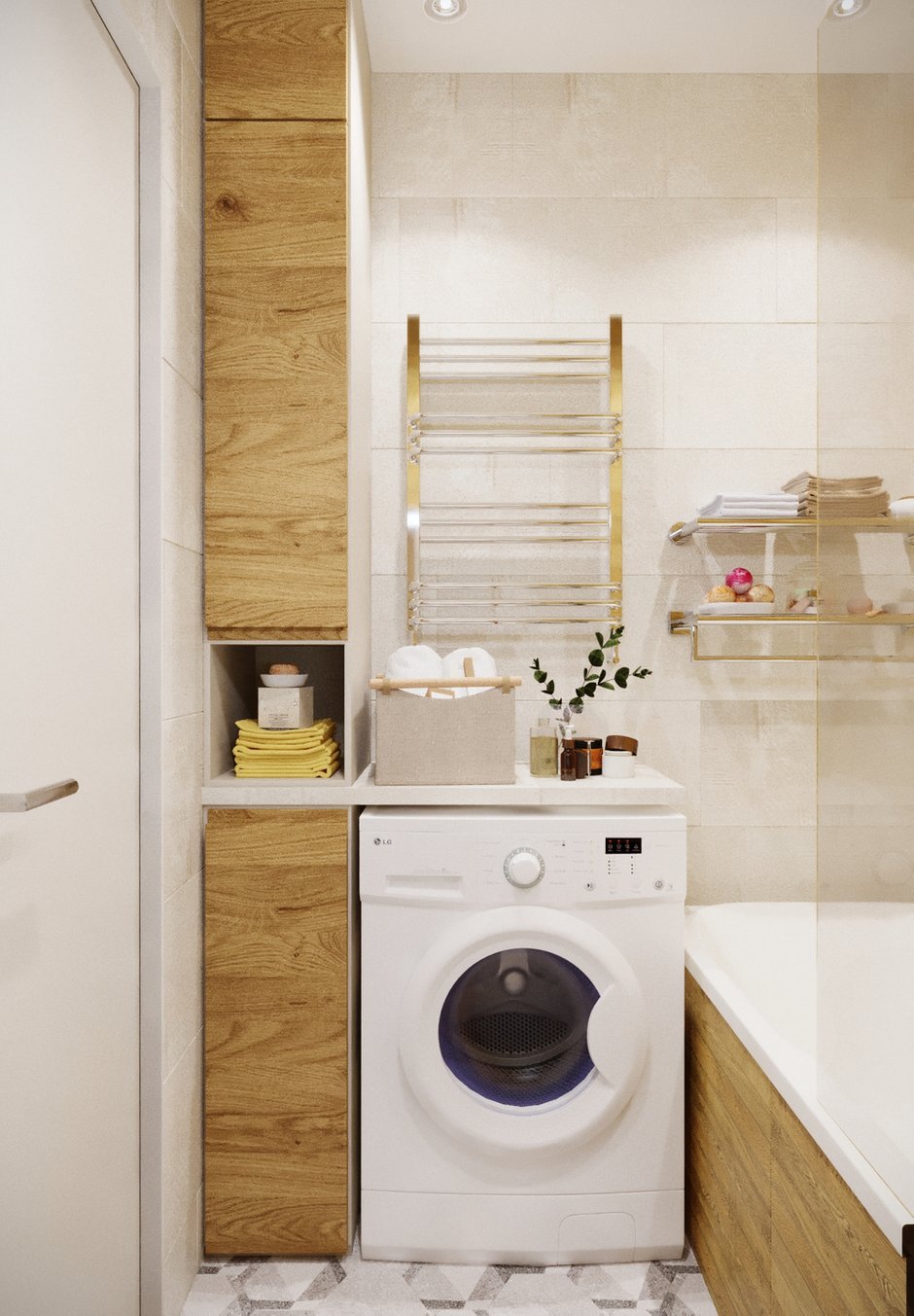 Фотография: Ванная в стиле Эко, Современный, Квартира, Проект недели, Москва, Панельный дом, 3 комнаты, 60-90 метров, Владислав Седов, LINES – фото на INMYROOM