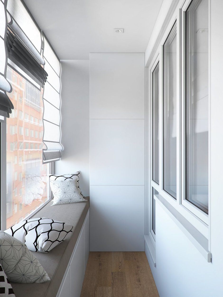Фотография: Балкон в стиле Современный, Квартира, Проект недели, Бежевый, Серый, 2 комнаты, 40-60 метров, Олеся Березовская – фото на INMYROOM