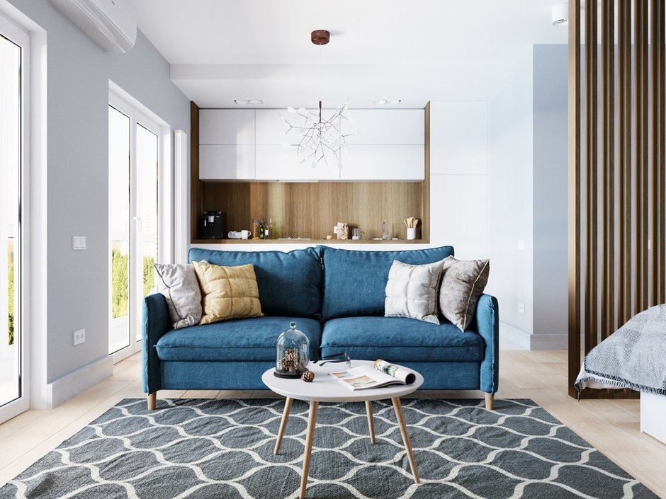 Фотография: Гостиная в стиле Скандинавский, Современный, Студия, Проект недели, Беларусь, Минск, до 40 метров, Монолитно-кирпичный, Protena – фото на INMYROOM