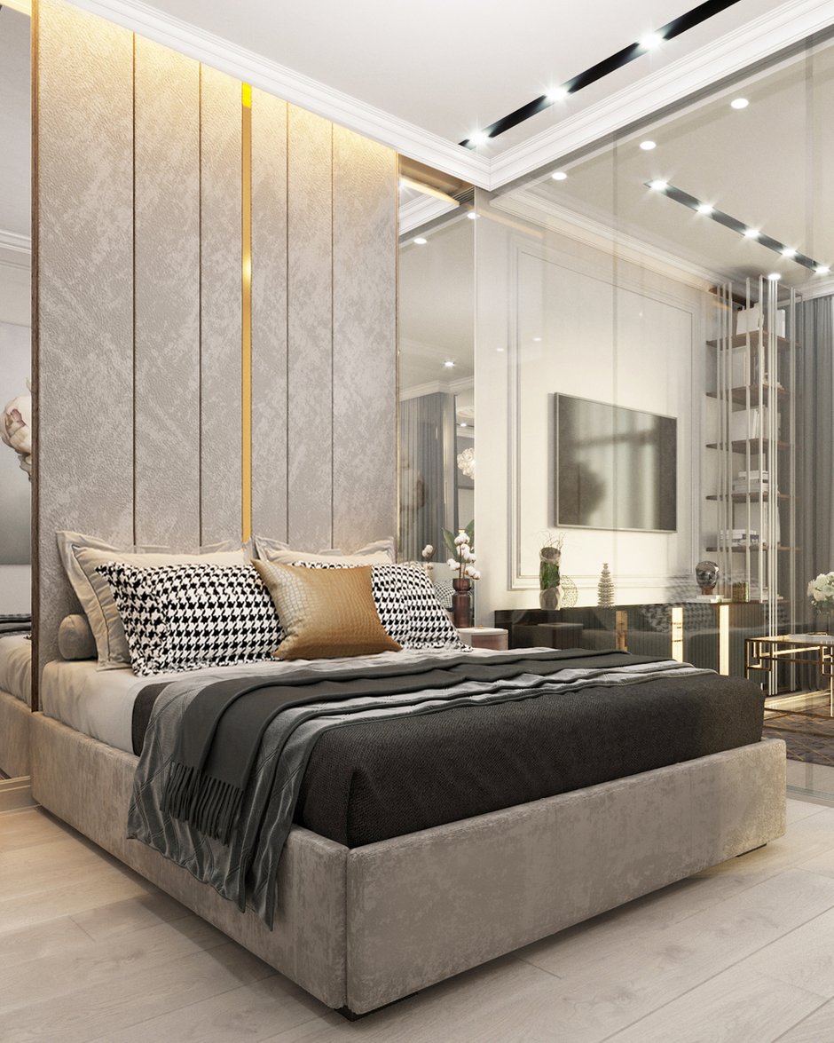Фотография: Спальня в стиле Современный, Классический, Квартира, Проект недели, Москва, 1 комната, 40-60 метров, Александра Гартке – фото на INMYROOM