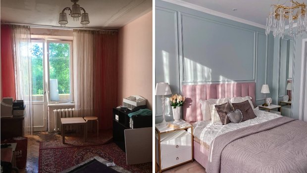 Как в старом фонде оформили нежную спальню 13 м² (фото до и после)