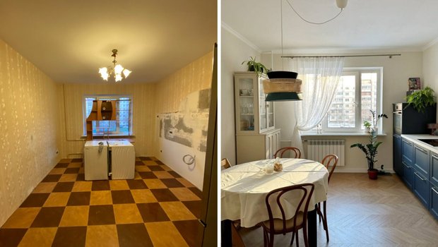 Как бюджетно обновили «уставшую» кухню в панельке (фото до и после)