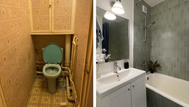 Как в «уставшей» вторичке оформили ванную комнату 2,5 м² (фото до и после)